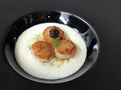 Oder Jakobsmuscheln in Champagnerschaum